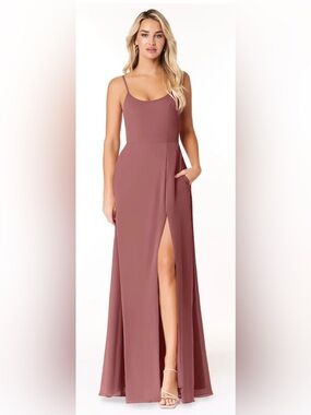 Azazie Spaghetti Strap Maxi Dress with Side Slit